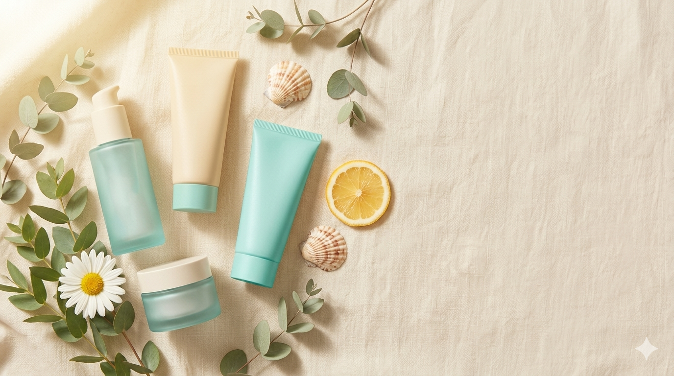 Sonnenschutz Flat Lay — mineralische Naturkosmetik von HAUTSACHE