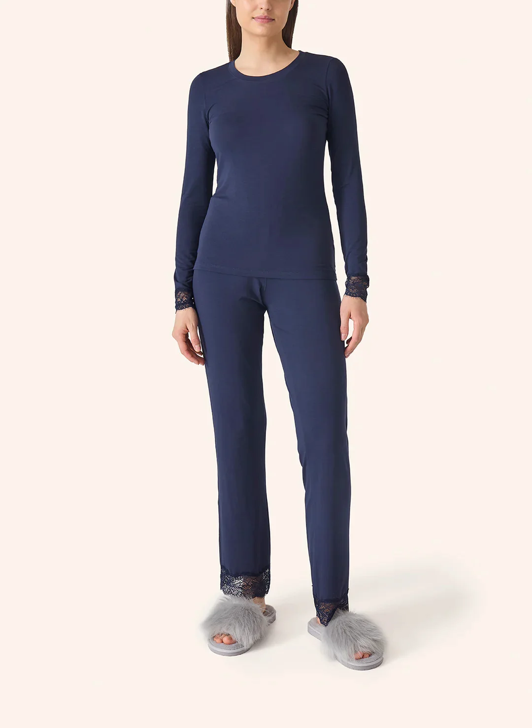 PYJAMA Modal  lace marine Gr. 36